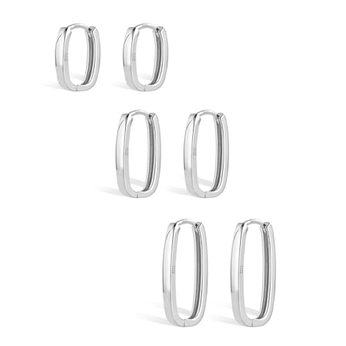 ALEXCRAFT U Förmige Square Hoop Earrings Silver für Frauen Freundin Mama Mädchen