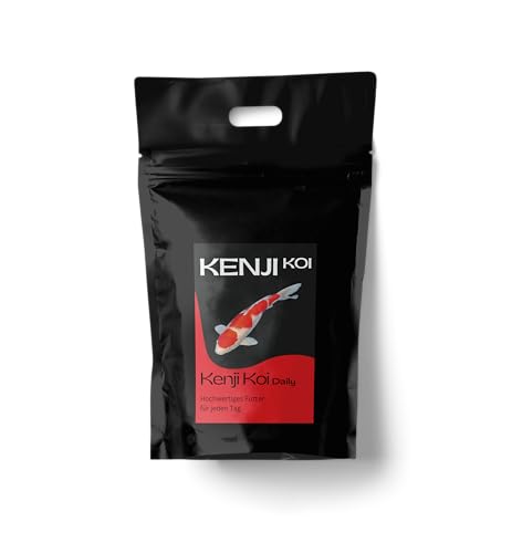 KENJI KOI Daily Food 5kg 3mm - Koifutter für die ganze Saison mit SPIRULINA Alleinfutter für Koi Futter für jeden Tag Fördert Wachstum Farben der Koi Karpfen