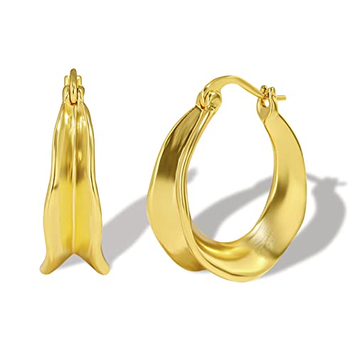 ALEXCRAFT Chunky klein 14K Oval Vergoldet Goldene Hypoallergen Chunky Hoop Earrings