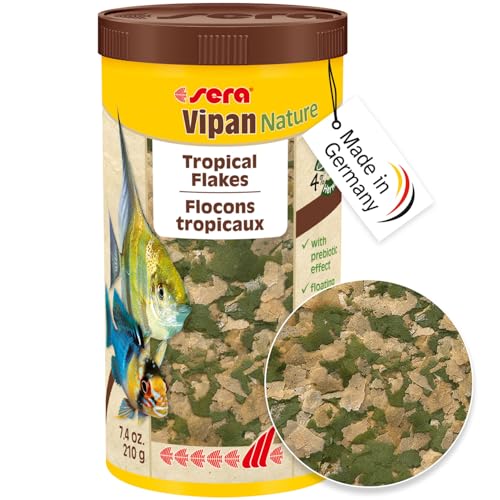 sera Vipan Aquarium Flocken 1000ml Wirkt präbiotisch mit Insektenmehl Weniger Algen Dank Flakes Hauptfutter mit sehr hoher Verwertbarkeit Made in Germany