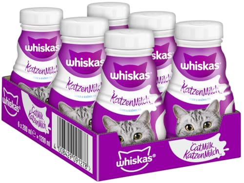 WHISKAS Katzenmilch 6 x 200ml Ergänzungsfuttermittel für Katzen und Katzenkinder älter als 6 Wochen