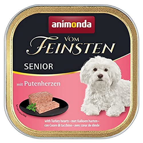 animonda Vom Feinsten Senior Hundefutter Nassfutter für ältere Hunde ab 7 Jahren Putenherzen 22x 150 g