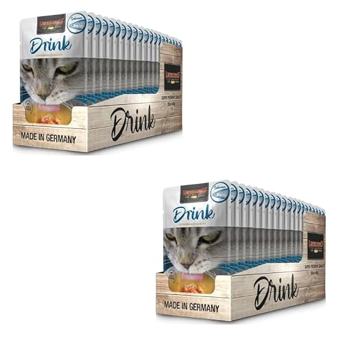 Leonardo Drink Salmon Doppelpack 2 x 20 x 40 g Ergänzungsfuttermittel für ausgewachsene Katzen In praktischen Einzelportionen Getreidefreie Fleischbrühe