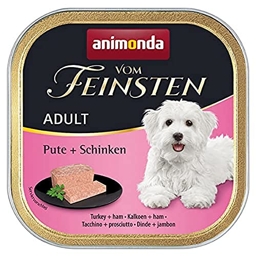 animonda Vom Feinsten Adult Hundefutter Nassfutter für ausgewachsene Hunde Pute Schinken 22 x 150 g