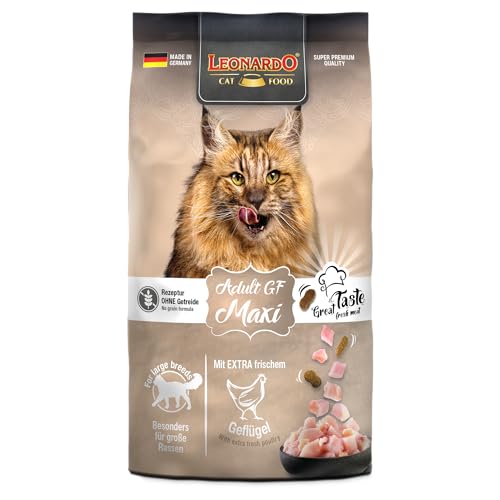 LEONARDO Katzenfutter Adult GF Maxi 300g Beutel große Kroketten getreidefreies Trockenfutter für Katzen Made in Germany