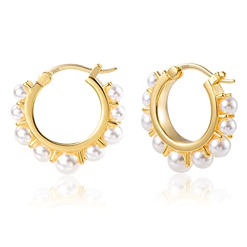 ALEXCRAFT Perlenohrringe Perlen Goldene Hoop Earrings Geschenk für Frauen Freundin Mama Mädchen