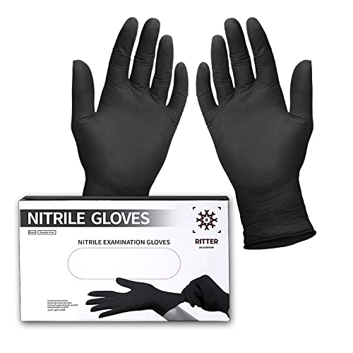 Ritter Premium schwarz 100 Stück   latexfrei   nitril puderfrei   Black Nitrile Gloves  öße M