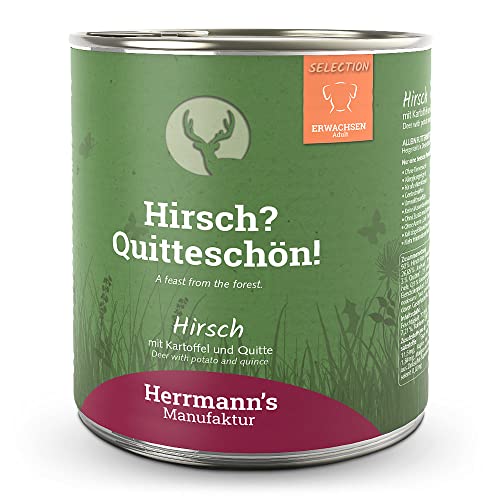 Herrmann s - Selection Adult Hirsch mit Kartoffel und Quitte - 6 x 800g - Nassfutter - Hundefutter