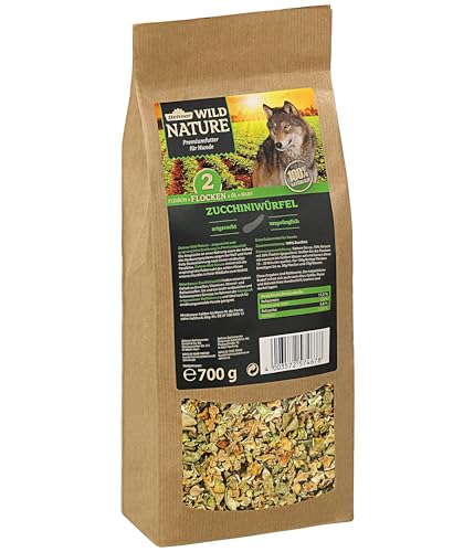 Dehner Wild Nature Hundefutter Flocken-Mix Trockenfutter getreidefrei BARF-Ergänzungsfutter für ausgewachsene Hunde 100% Zucchini 700 g