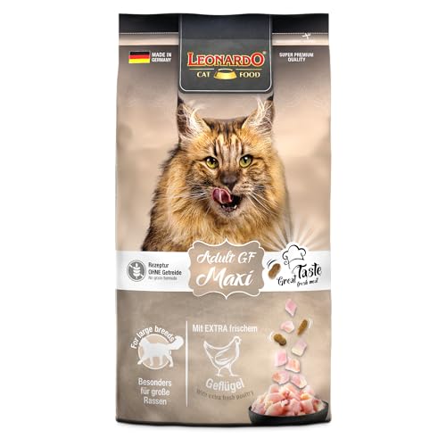 LEONARDO Katzenfutter Adult GF Maxi 1 8kg Beutel Geflügel große Kroketten getreidefreies Trockenfutter für Katzen Made in Germany