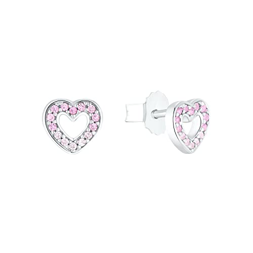 Prinzessin Lillifee Ohrstecker 925 Sterling Silber Mädchen Kinder Ohrschmuck mit Zirkonia synth. 0 6 cm Silber Herz Kommt in Schmuck Geschenk Box 2031166