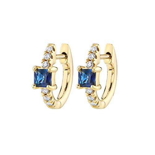 Beydod Creolen Silber 925 Eckig Ohrringe MÃ¤dchen mit Blau Zirkonia Gold Ohrringe Nickelfrei Damen