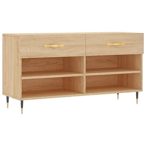 vidaXL 2 Schladen 4 Fächern viel Schrank Schuhablage Modern Sonoma Eiche Holzwerkstoff