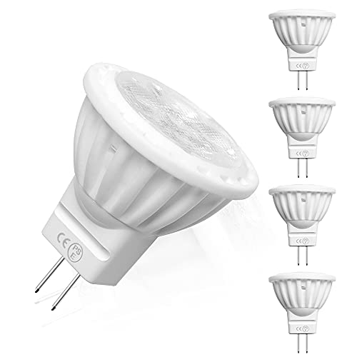 Bonlux MR11 LED Birne GU4 4W AC DC 12V Reflektor Leuchtmittel 120 Grad Kaltweiß 6000K led Stiftsockellampe nicht Dimmbar Ersatz für 35W Halogenlampen 4-Stück