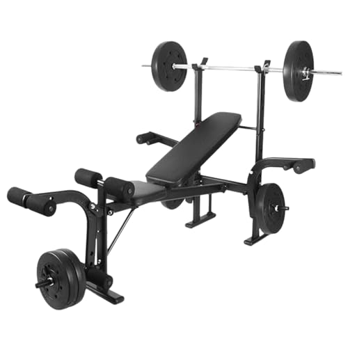 Hantelbank Verstellbar 4-in-1 Multifunktional Trainingsbank Hantelbank mit Preacher Curl Pad und Beinentwickler Gewichthebegerät für Home Gym Ganzkörpertraining