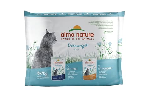almo nature Multipack Holistic Urinary Help - 3 x Mit Fisch - 3 x Mit mit Huhn. Alleinfutter für Erwachsene Katzen Nassfutter 6er Pack 6x70g