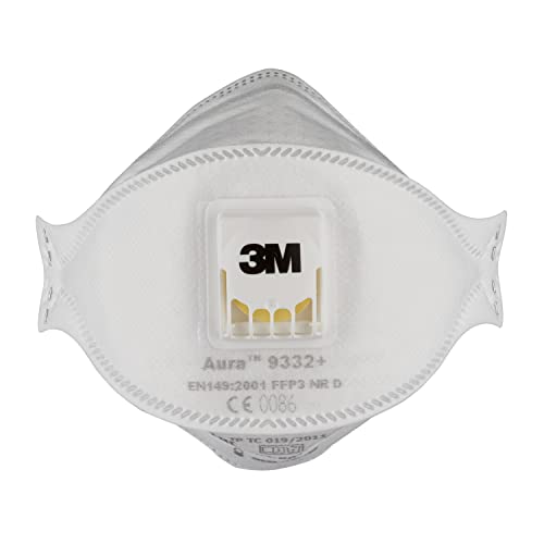 3M Aura Maske für Dämmstoffe und Hartholz 9332 FFP3 mit Ventil 10 pro Packung