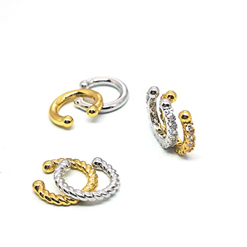 LEEQ Gold Silber Creolen Ohrringe Set Creolen Ohrstecker Ohrringe Gold Set 2 Paar Ohrringe Klein für Damen Mädchen mit Zirkonia Twist Herz Piercing Ohrringe Gold für Mehrere Ohrlöcher