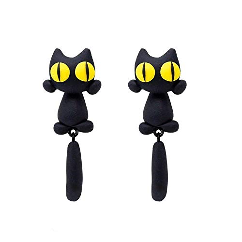Schwarze Katze Ohrringe Frauen MÃ¤dchen Ohrstecker Geburtstagsfeier mit Schmuckschatulle