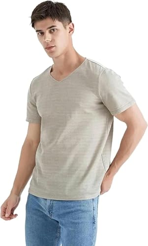 ININOSNP Schutzkleidung aus Silberfaser und elektromagnetischem Feld-Strahlenschutz-T-Shirt. Silberfaser for Herren kann zu jeder Jahreszeit getragen Werden V Neck M