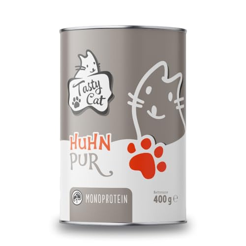 Tasty Cat Nassfutter für Katzen Mono Huhn pur 6 x 400g. getreidefrei zuckerfrei Monoprotein