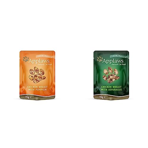 Applaws Katze Hühnchenbrust und Kürbis 12er Pack 12 x 70 g Applaws Premium Natural Katzenfutter Nass Huhn mit Spargel in Brühe 70 g Portionsbeutel 12x70g