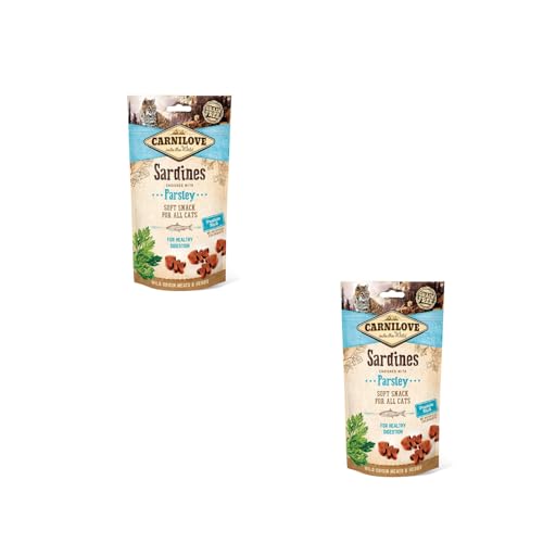 Carnilove Cat Soft Snack Sardines with Parsley Doppelpack 2 x 50 g Leckerer Soft-Snack mit Sardinen Geeignet für alle Katzen Mit Fleisch von Wildtieren