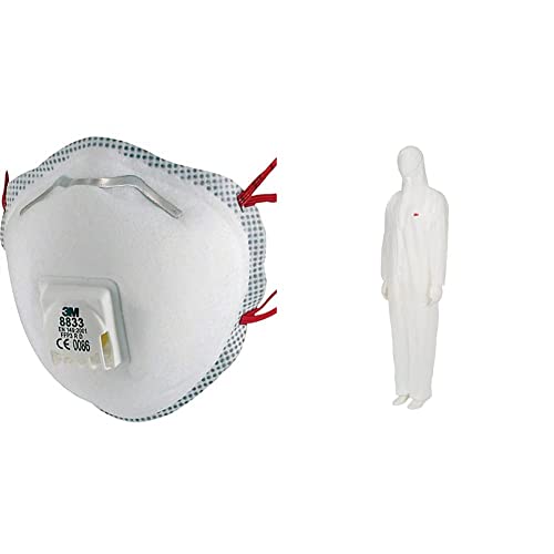 3M Atemschutzmaske 5 er Pack R D 8833SP DE 2729 3708 2 Weiß Einheitsgröße Sicherheitsoverall Kappe aus Polypropylen Weiß Größe M