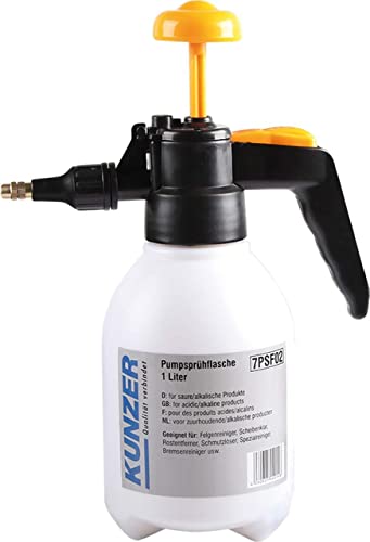 KUNZER 7PSF02 Pumpsprühflasche manuell   1L Füll Volumen   Viton Dichtring Säure  lösemittelbeständig   aus HPDPE