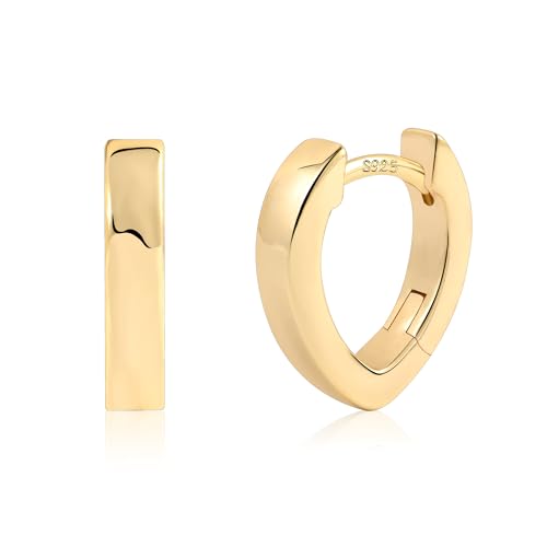 ALEXCRAFT Creolen Kleine Ohrringe Gold Damen 14 Karat Vergoldet Ohrringe Oval Silber 925 Creolen Eckige Kleine Huggie Creolen Gold Knorpel Ohrringe Oval Creolen Kleine Gold für Damen Frauen Mädchen