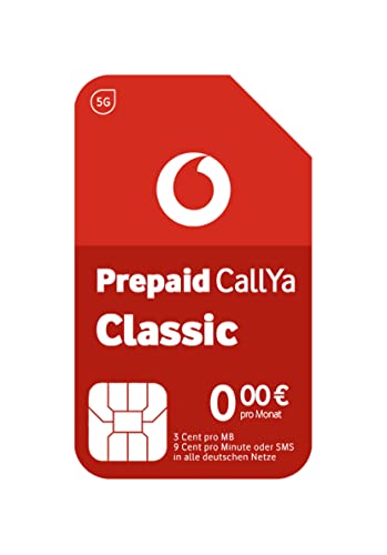 Vodafone CallYa Classic ohne Vertrag I Netz 9 Ct. pro Min oder alle dt. Netze die EU I 3 Ct. pro MB I 10 Euro Startguthaben