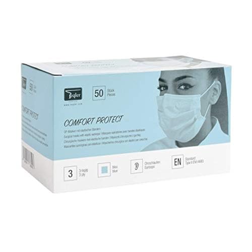 Teqler T-490110BL Dental-Mundschutz 3-lagig blau 50-er Pack