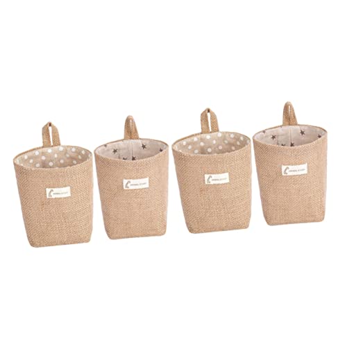 DECHOUS Mini-Blumentöpfe 4 Stück Aufbewahrungskorb aus Baumwolle Aufbewahrungstasche für Kleidung Wandkorb Schuhregal Aufbewahrungskörbe Wäschekorb für den Haushalt Wäschekörbe Jute Kind