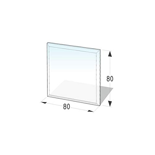 Kamin Glasplatte Quadrat 2 mit Facette   800 x 800 x 6 mm Glasbodenplatte ESG