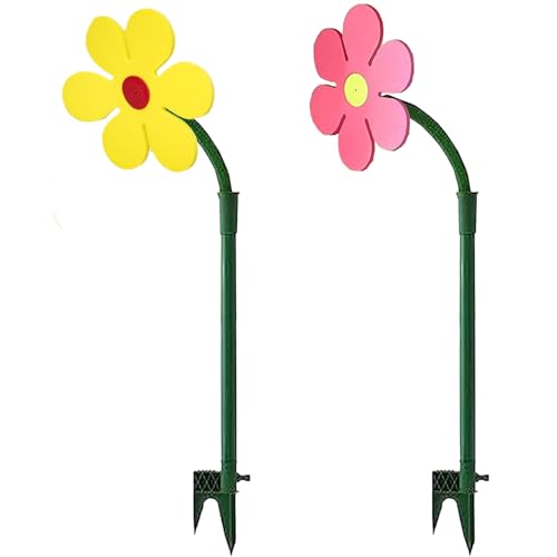 DAGLLGEW Wasserblume für Garten Kinder Rasensprenger 2pcs Sonnenblumen Spritzblume Garten 360 rotierende Gartensprinkler Breite Abdeckung Dancing Daisy Sprinkler Blumes bewegende Blumensprinkler