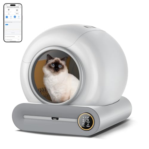 Katzentoilette Selbstreinigende katzenklo Elektrische 68L Automatisch Selbstreinigende Katzentoilette mit Müllsäcken Niedriger Einstieg APP Steuerung Desodorierer Health Monitor