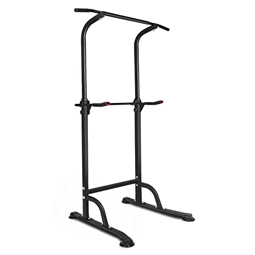 FUNJEPE Power Tower Klimmzug- und Dip-Station höhenverstellbar 168 cm - 210 cm multifunktional für Zuhause Krafttraining Körpertraining Fitnessgerät