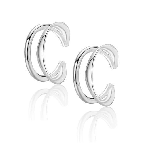 Silber Ohrclips für Damen Kein Ohrlöcher Clip Ohrringe Silber Chunky Creolen Set Clip