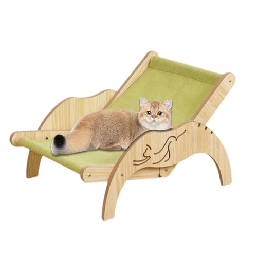 Yaztauho Katzen Sisal Stuhl Katzen Liegestuhl Cat Sisal Chair Katzen Sisal Bett Katzen-Loungesessel Sisal-Katzenkratzer-Hängematte Verstellbarer 3-Höhen-Kratzer Kätzchen-Hochbett Grün