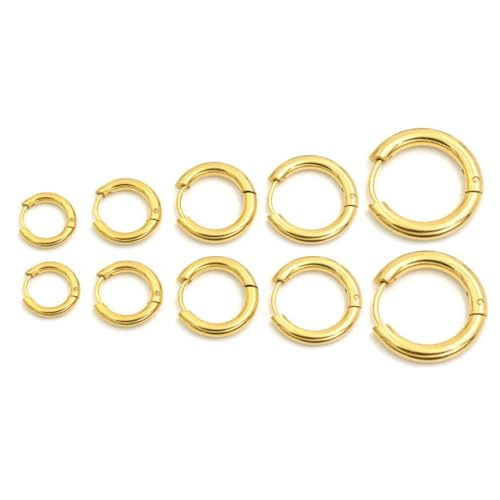 FDCGAS Edelstahl Gold Ohrringe - 5Paare Ohrringe Herren Creolen Ohrringe Männer Gold Ohrringe Damen Gold Ohrringe Creolen Herren Damen Ohrringe Gold Creolen Klein Set Titan für Herren Damen 10-18MM