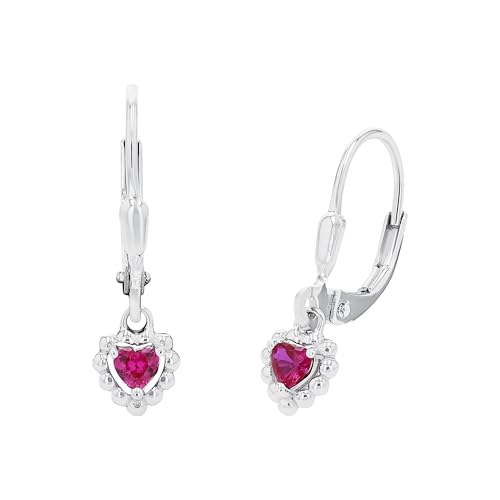 Amor Ohrhänger 925 Sterling Silber Mädchen Kinder Ohrschmuck mit Zirkonia synth. 2 2 cm Pink Herz Kommt in Schmuck Geschenk Box 2021183