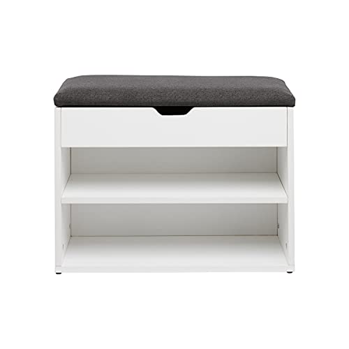 Amazon Basics 2 Ebenen aus Holz Sitzpolster aus Stoff Weiß Grauem Polster