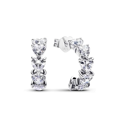 Pandora Timeless Funkelnde Herzen Offene Creolen aus Sterling Silber mit Zirkonia 293657C01