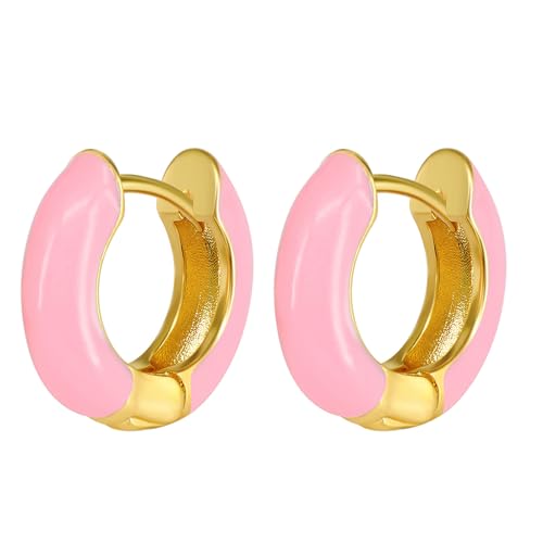 Aroncent Creolen Ohrring Damen Ohrstecker 1 Paar Pink Ohrringe Silber 925 für Damen Frauen Mädchen Elegante Rundform für zeitlose Stil Aussagen Elegante Rundform für zeitlose Stil Aussagen