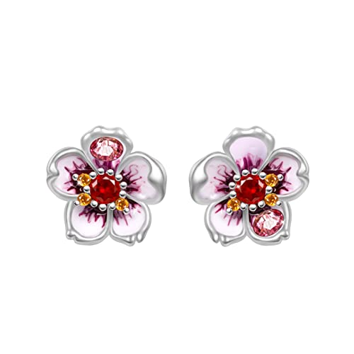 GNOCE Rosa Kirschblüten Ohrstecker 925 Sterling Silber Ohrstecker Ohrring für Frauen Mädchen Ehefrau Tochter Muttertag Geschenk