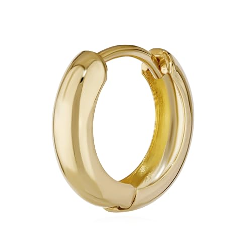 NKlaus Einzel Klappcreole - Ohrring Gold 12 2 x 3 2mm - Gelbgold 585 Creolen - Schmuck Damen Herren und Kinder - 14 Karat - Hochglanzpoliert Rund 4737