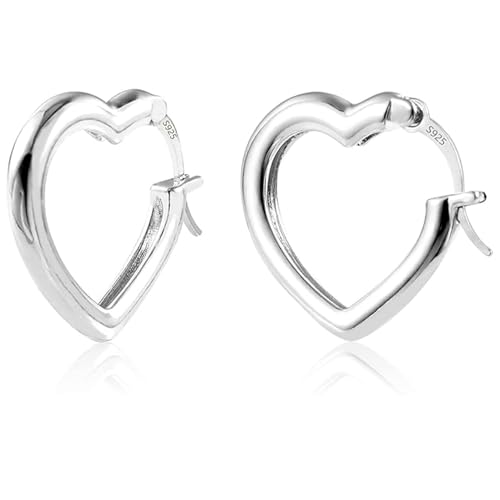 Herz Creolen Ohrringe Herzform Mini Creolen Silber Persönlichkeiten Heart Earrings Umgangsformen Heart Hoop Earrings Einfachheit Herz Creolen Geschenke für Frauen Mädchen Mum mit Geschenkbox