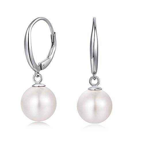 Perlen Perlenohrringe 925 10mm Süßwasser Weiß Echte Perlen Hängend Perlen