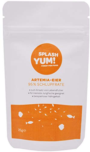 SplashYum Artemia-Eier 95% Schlupfrate A Herstellung von Lebendfutter zur Aufzucht von Diskus- Cichliden- Guppy- Molly- Wels- und sogar Axolotl-Jungtieren Leckerbissen für alle Zierfische