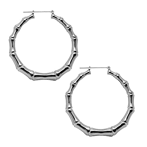 Tumundo 1 Paar XXL Creolen Hoops Klappcreolen Ohrringe Ohr Golden Silbern Hip Hop Knochen Bones Fasching Pirat Variante 5.5cm - silbern